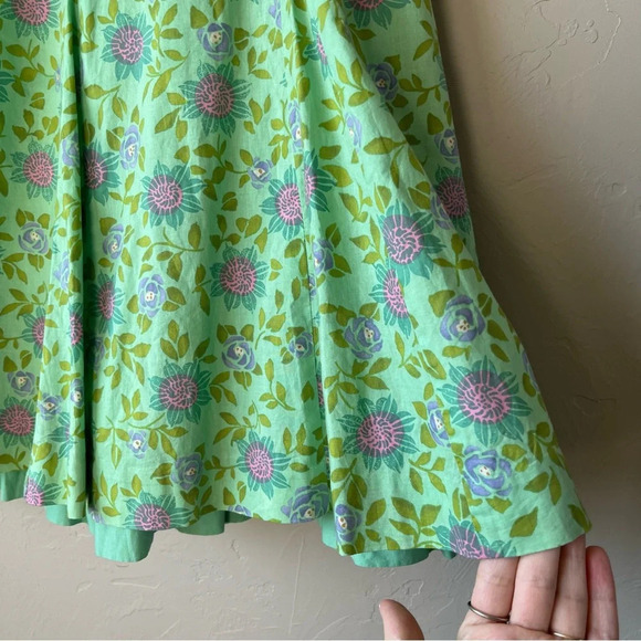 Garnet Hill Green Pleated Midi Skirt Resort Wear - Picture 2 of 6